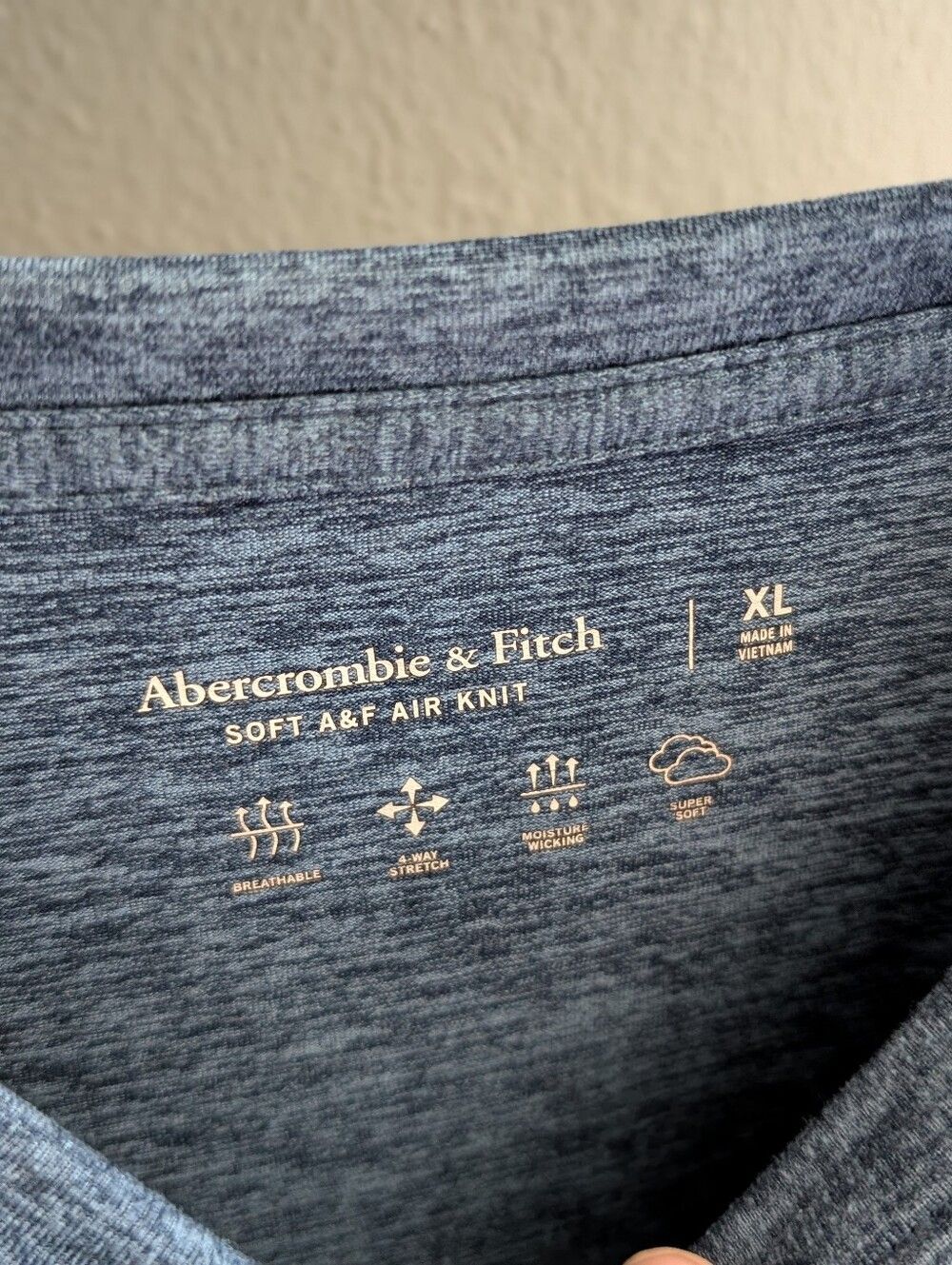 Abercrombie & Fitch Soft A&F Knit Tee Mens XL Blue Heathered Athleisure Shirt - Picture 3 of 5